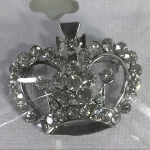 Crystal Avenue rhinestone crown pin brooch